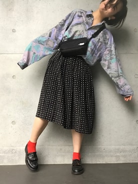 「柄×柄」｜「アイテム（その他シューズ）」を使った、ひらめ。さん（レディース・165cm）の夏コーディネート