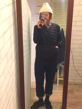 「passage mignon/flaneur（パサージュミニョンフラヌール）のアイテム（ニットキャップ/ビーニー）」を使った、minorix さん（レディース・164cm）の冬コーディネート
