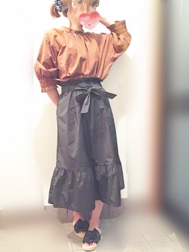 「コットンギャザーブラウス」｜ikeco.さん（レディース・149cm）の夏コーディネート