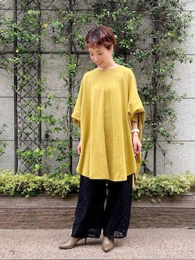 「ユナイテッドアローズ」｜「アイテム（ブーツ）」を使った、伊藤　オデット エ オディール スタッフさん（レディース・152cm）の秋コーディネート