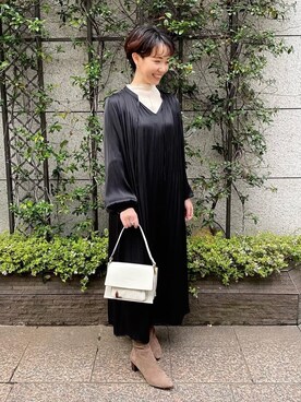 「ユナイテッドアローズ」｜「アイテム（ブーツ）」を使った、伊藤　オデット エ オディール スタッフさん（レディース・152cm）の冬コーディネート