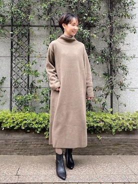 「ユナイテッドアローズ」｜「アイテム（ブーツ）」を使った、伊藤　オデット エ オディール スタッフさん（レディース・152cm）の冬コーディネート
