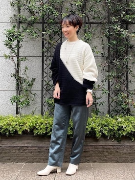 「ユナイテッドアローズ」｜「アイテム（ブーツ）」を使った、伊藤　オデット エ オディール スタッフさん（レディース・152cm）の冬コーディネート