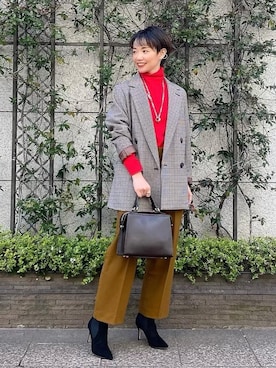 「ユナイテッドアローズ」｜「アイテム（ブーツ）」を使った、伊藤　オデット エ オディール スタッフさん（レディース・152cm）の冬コーディネート