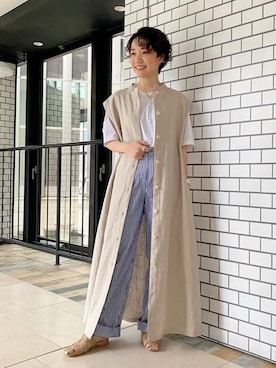 「スリッパ」｜「アイテム（その他アウター）」を使った、伊藤　オデット エ オディール スタッフさん（レディース・152cm）の春コーディネート