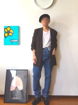 「MIHARAYASUHIRO（ミハラヤスヒロ）のアイテム（ノーカラージャケット）」を使った、りたさん（メンズ・165cm）の春コーディネート