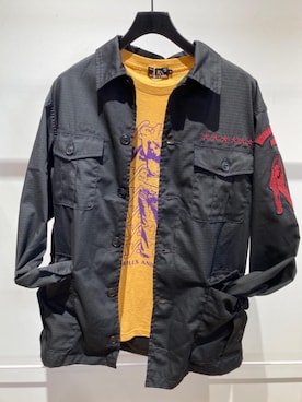 「ロックコーデ」｜「アイテム（ミリタリージャケット）」を使った、WAIさん（メンズ・158cm）の春コーディネート