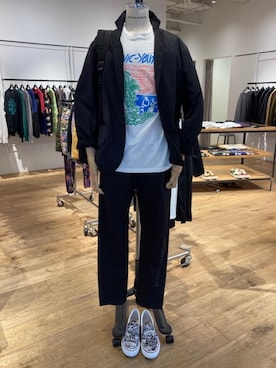 「ロックコーデ」｜「アイテム（スリッポン）」を使った、WAIさん（メンズ・158cm）の春コーディネート