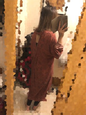 「CAPRICIEUX LE'MAGE（カプリシューレマージュ）のバックツイストシャツワンピース（ワンピース、レッド系）」を使った、m  さん（レディース・162cm）の秋コーディネート