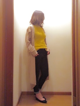「UNIQLO（ユニクロ）のアイテム（デニムパンツ、ブルー系）」を使った、m  さん（レディース・162cm）の秋コーディネート