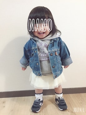 「アイテム（スカート）」を使った、ichi & nanoさん（キッズ・70cm）の春コーディネート