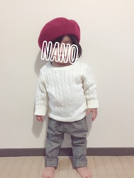 「Seraph（セラフ）のアイテム（帽子）」を使った、ichi & nanoさん（キッズ・70cm）の秋コーディネート