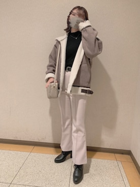 「apres jour（アプレジュール）のアイテム（ムートンコート）」を使った、みいとかなさん（レディース・155cm）の冬コーディネート