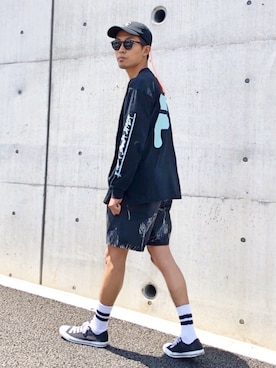 「FILA（フィラ）のアイテム（トップス）」を使った、macky☺︎さん（メンズ・172cm）の春コーディネート