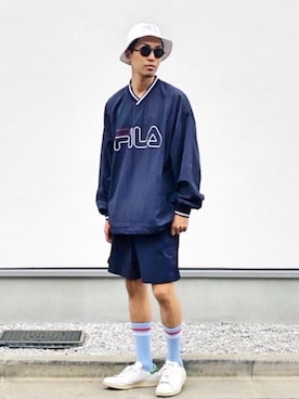 「FILA（フィラ）のアイテム（帽子）」を使った、macky☺︎さん（メンズ・172cm）の春コーディネート