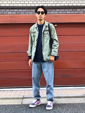 「H&M（エイチ・アンド・エム）のアイテム（パンツ）」を使った、macky☺︎さん（メンズ・172cm）の春コーディネート