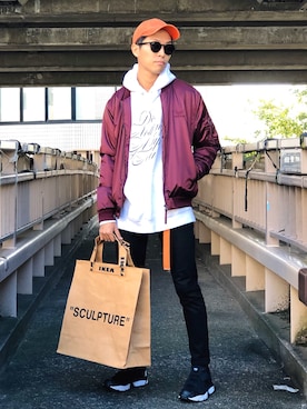 「adidas（アディダス）のアイテム（MA-1）」を使った、macky☺︎さん（メンズ・172cm）の秋コーディネート