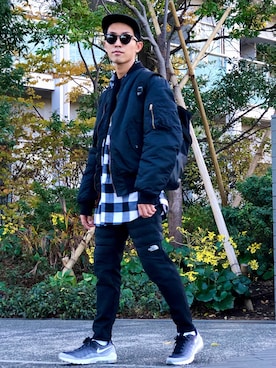 「Alpha Industries（アルファインダストリーズ）のアイテム」を使った、macky☺︎さん（メンズ・172cm）の秋コーディネート