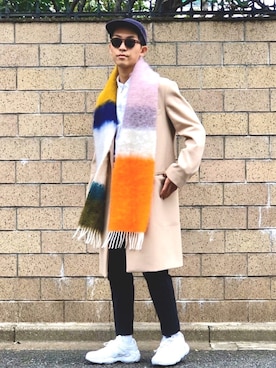 「アンクルパンツ」｜「アイテム（チェスターコート）」を使った、macky☺︎さん（メンズ・172cm）の冬コーディネート