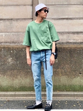 「zozoデニム」｜「アイテム（帽子）」を使った、macky☺︎さん（メンズ・172cm）の夏コーディネート