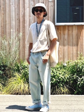「niko and...（ニコアンド）のアイテム（帽子）」を使った、macky☺︎さん（メンズ・172cm）の夏コーディネート