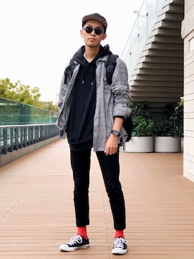 「UNIQLO（ユニクロ）のアイテム（チノパンツ）」を使った、macky☺︎さん（メンズ・172cm）の秋コーディネート