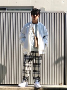 「MONKEY TIME（モンキータイム）のアイテム（その他パンツ）」を使った、macky☺︎さん（メンズ・172cm）の秋コーディネート