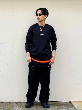 「GU（ジーユー）のアイテム（オールインワン・サロペット）」を使った、macky☺︎さん（メンズ・172cm）の春コーディネート