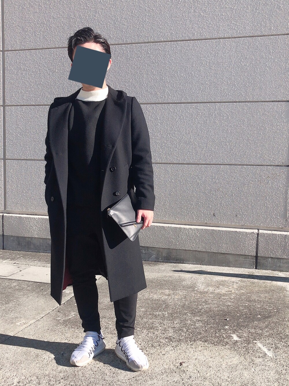 「黒、モノトーン、シンプル、コート、ダッフルコート、低身長、冬」｜「Paul SmithのTHINDOWN FOODED COAT / 283069 739SPD（ダウンジャケット/コート、ブラック系）」を使った、しじみさん（メンズ・169cm）の冬コーディネートの1枚目の写真