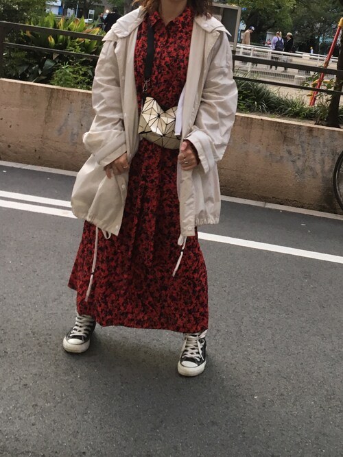 CLANE（クラネ）の「ドットフラワーシャツワンピース