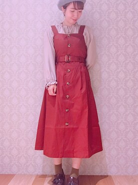 shiori amagaiさんの「・カラージャンパースカート」を使ったコーディネート