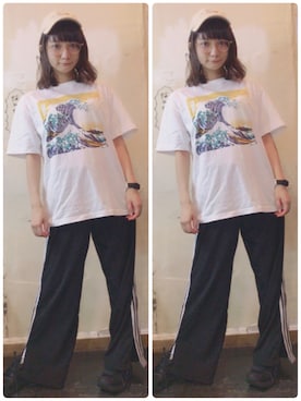 「ジャージーパンツ」｜「アイテム（腕時計）」を使った、日奈森あこ@マボロシ可憐GeNEさん（レディース・154cm）の秋コーディネート