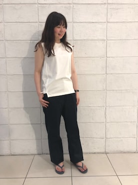「THE SHINZONE（ザ　シンゾーン）のアイテム（チノパンツ）」を使った、オオウチさん（レディース・160cm）の夏コーディネート