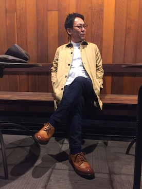 「SHIPS（シップス）のアイテム（ステンカラーコート）」を使った、saiさん（メンズ・167cm）の秋コーディネート