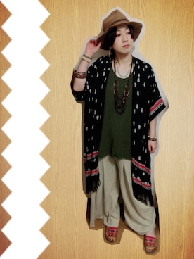 「チャイハネ（チャイハネ）のアイテム（カーディガン/ボレロ）」を使った、☁︎のじょん☁︎さん（レディース・152cm）の春コーディネート