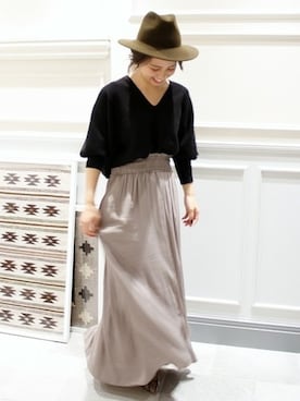 「スカートコーデ」｜「アイテム（帽子）」を使った、Mikiさん（レディース・154cm）の秋コーディネート