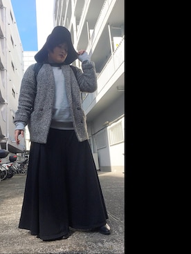 「袴パンツ」｜「アイテム（ブーティ）」を使った、manaさん（レディース・161cm）の冬コーディネート