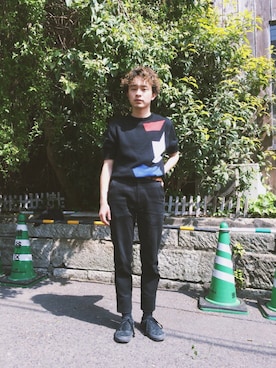 「semoh（セモー）のアイテム（トップス）」を使った、岩泉 元治さん（メンズ・171cm）の春コーディネート