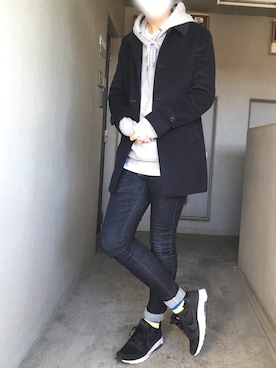 「SHIPS（シップス）のアイテム（ステンカラーコート）」を使った、おでんでんさん（メンズ・180cm）の冬コーディネート