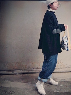 「nest Robe（ネストローブ）のアイテム（サロペット/オーバーオール）」を使った、Sachiさん（レディース・152cm）の冬コーディネート
