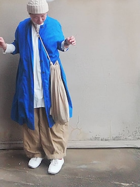 「春コート」｜「アイテム（チュニック）」を使った、Sachiさん（レディース・152cm）の冬コーディネート
