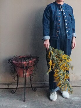 「デニムonデニム」｜「アイテム（オールインワン・サロペット）」を使った、Sachiさん（レディース・152cm）の春コーディネート