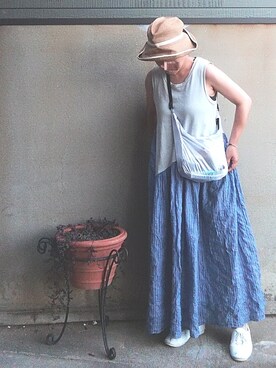 「THE NORTH FACE（ザノースフェイス）のパーテックス キャニスター エム ショルダーバッグ Pertex(R) Canister M NM91904（ショルダーバッグ）」を使った、Sachiさん（レディース・152cm）の夏コーディネート