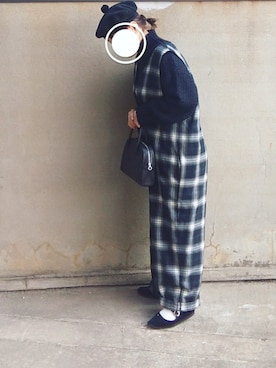 「R&D.M.Co OLDMAN’S TAILOR（オールドマンズテイラー）のアイテム（帽子）」を使った、Sachiさん（レディース・152cm）の冬コーディネート