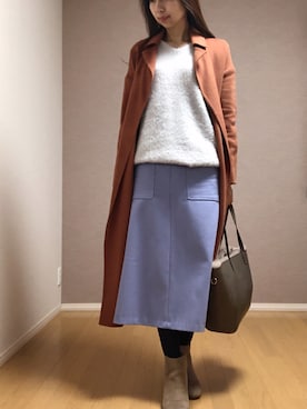 「PLST（プラステ）のアイテム（ノーカラージャケット）」を使った、Kさん（レディース・167cm）の冬コーディネート