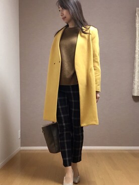 「PLST（プラステ）のアイテム（チェスターコート）」を使った、Kさん（レディース・167cm）の冬コーディネート