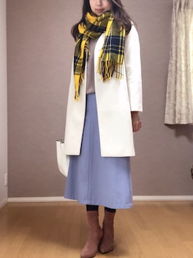 「PLST（プラステ）のアイテム（ノーカラージャケット）」を使った、Kさん（レディース・167cm）の冬コーディネート