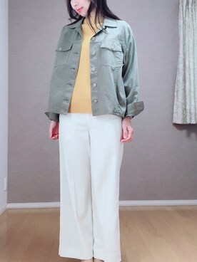 「PLST（プラステ）のアイテム（ブルゾン）」を使った、Kさん（レディース・167cm）の春コーディネート
