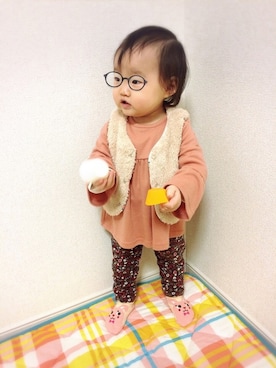 「くすみピンク」｜「アイテム（ラッピングキット）」を使った、Rio_tan☺︎さん（キッズ・70cm）の春コーディネート