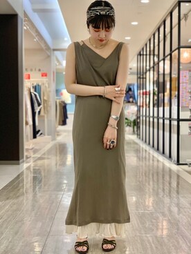 「ワッシャースカート」｜「アイテム（ワンピース/ドレス）」を使った、おにしさん（レディース・148cm）の夏コーディネート